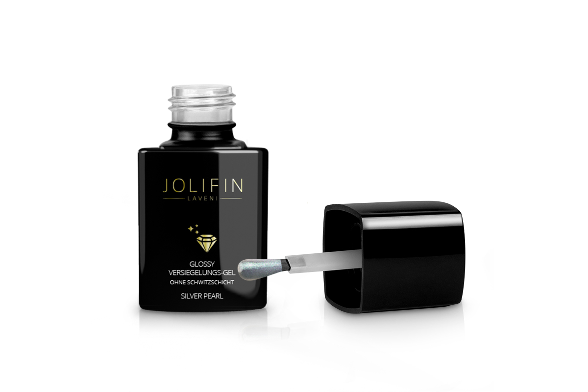 Jolifin LAVENI Glossy Sealing Gel without sweat layer - silver pearl 11ml