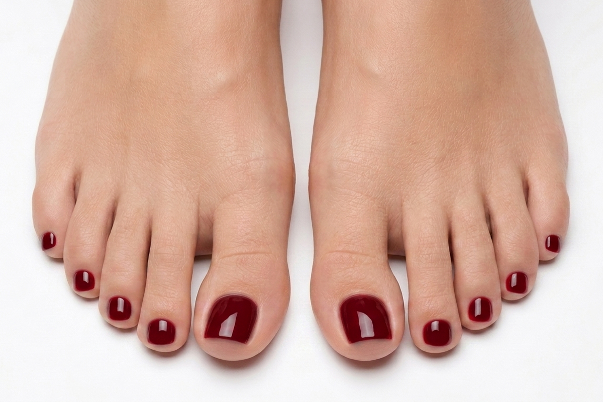 Jolifin LAVENI UV Gel-Wraps für Füße - deep red