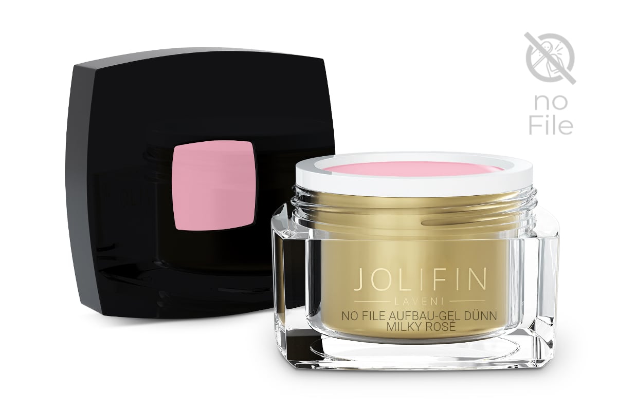 Jolifin LAVENI - No File Aufbau-Gel dünn milky rosé 30ml